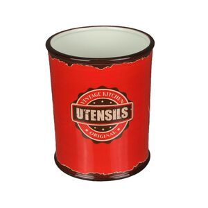 Antiqued Finish Ceramic Crock Kitchen Utensil Holder 8 Inches High